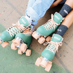 代购Impala Rollerskates森林绿高跟轮滑鞋女士新款双排轮旱冰溜