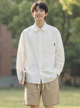 日系cityboy长袖衬衫秋季新款青春休闲少年感衬衣男女款宽松外套
