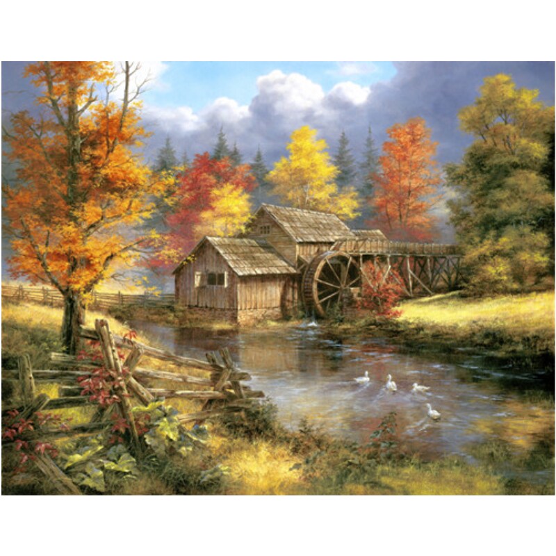 新款印花法国dmc十字绣套件客厅卧室风景世界名画油画 秋天的荣耀