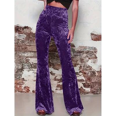 High waisted solid color micro flared pants 高腰纯色微喇叭裤