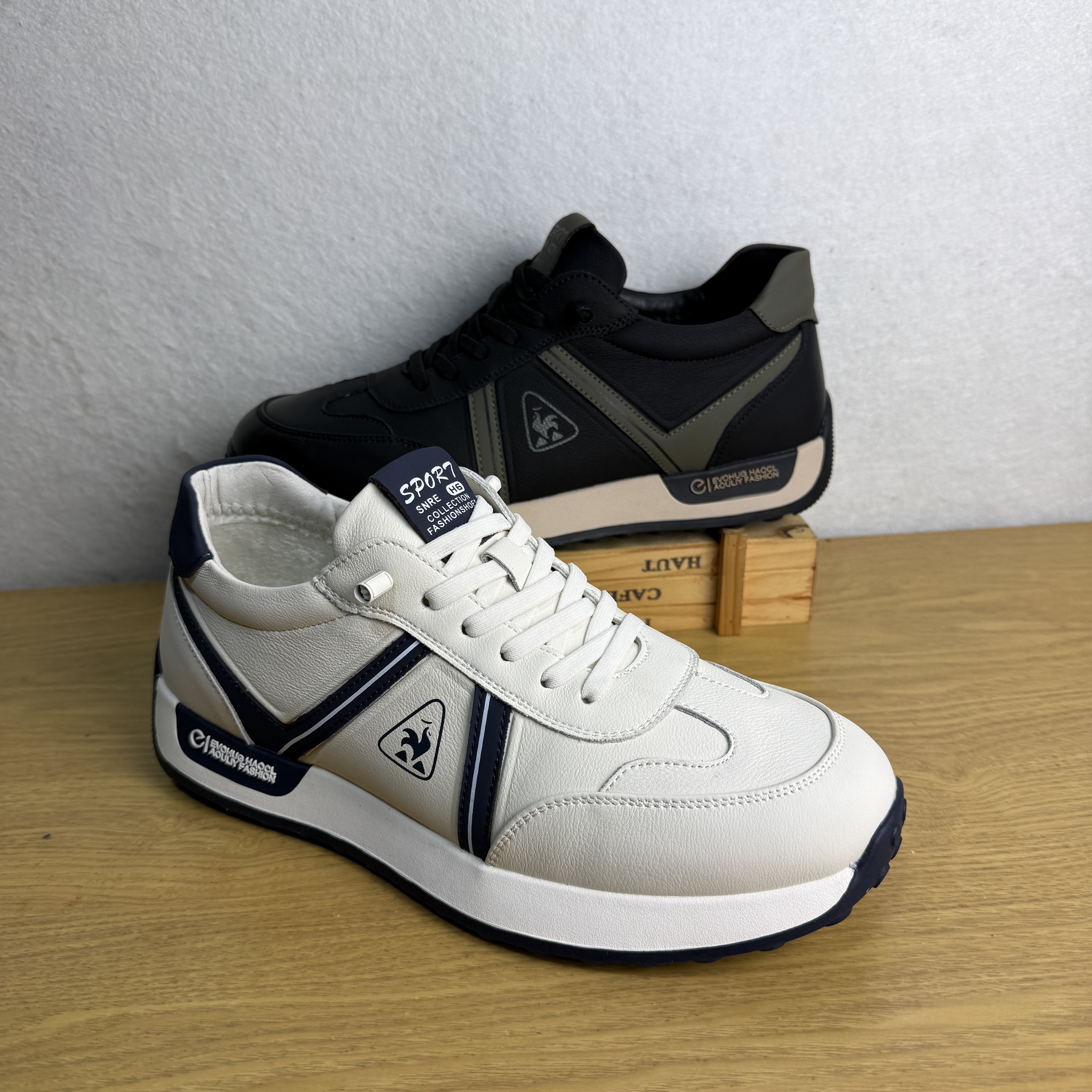 外贸头层牛皮厚底轻盈舒适运动休闲健步鞋秋冬加绒保暖户外二棉鞋