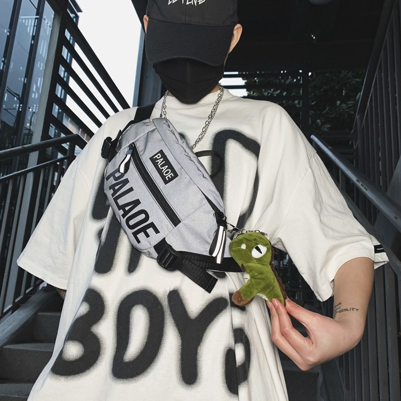 潮牌ins运动小背包女斜挎包男士胸包学生单肩包嘻哈个性街头腰包