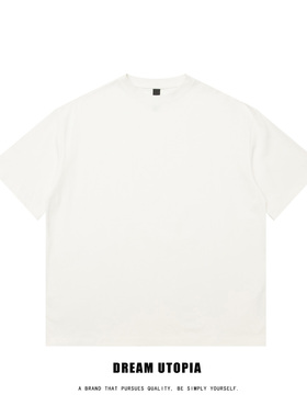 DREAM UTOPIA夏季宽松纯棉短袖T恤男女上衣打底300重磅刺绣tee