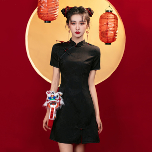 改良旗袍2026年新款女夏季国潮年轻款少女黑色气质高端国风新中式