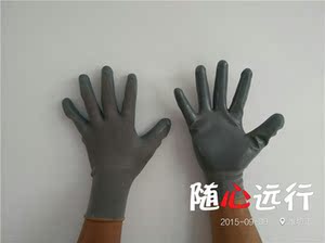 12双包邮灰纱灰胶丁青浸胶手套防尘耐磨防滑建筑工作劳保手套工地