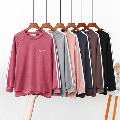 新款秋冬季德绒圆领卫衣女外穿自发热保暖长袖T恤加绒加厚棉上衣