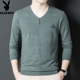 男V领纯色长袖 T恤打底衫 中青年男士 花花公子春秋羊毛衫 薄款 毛衣潮