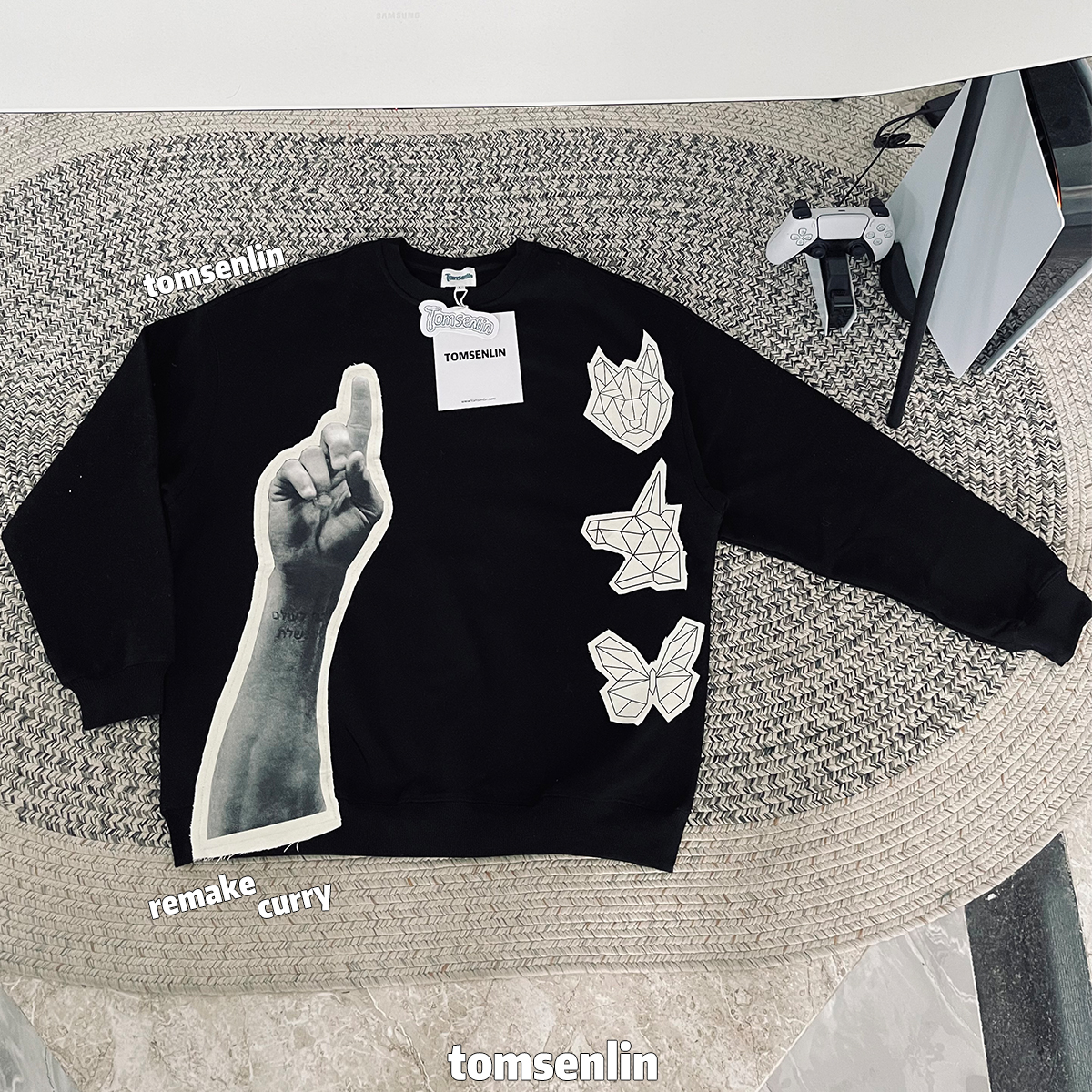 tomsenlin汤森林原创斯蒂芬库里Remake手工缝制庆祝动作圆领卫衣