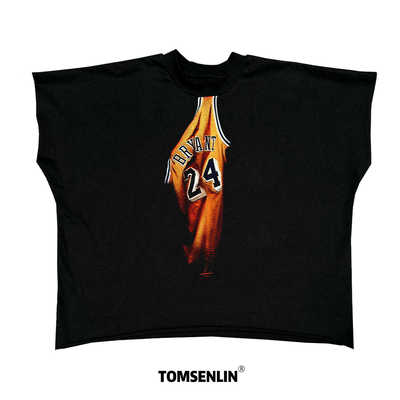 tomsenlin 科比kobe创意美式侃爷蝙蝠棉宽松坎肩短袖