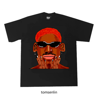 新疆棉tomsenlin罗德曼大头插画复古嘻哈纯棉短袖班服来图定制