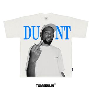 tomsenlin-杜兰特美式街头人物撞色复古康丽印花长短袖T恤