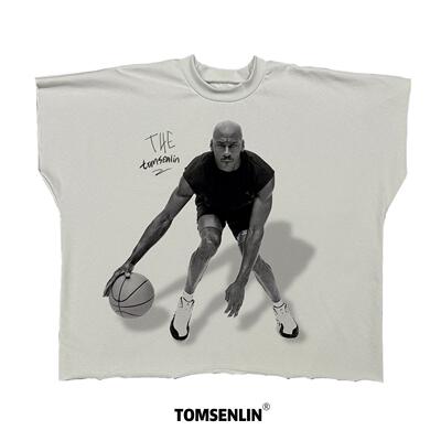 tomsenlin蝙蝠短袖系列迈克尔MJ超大印花美式复古KANYE短袖