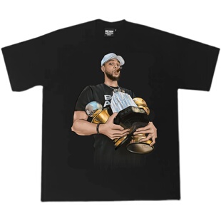 tomsenlin汤森林原创斯蒂芬库里总决赛胜利游行捧杯抽雪茄短袖