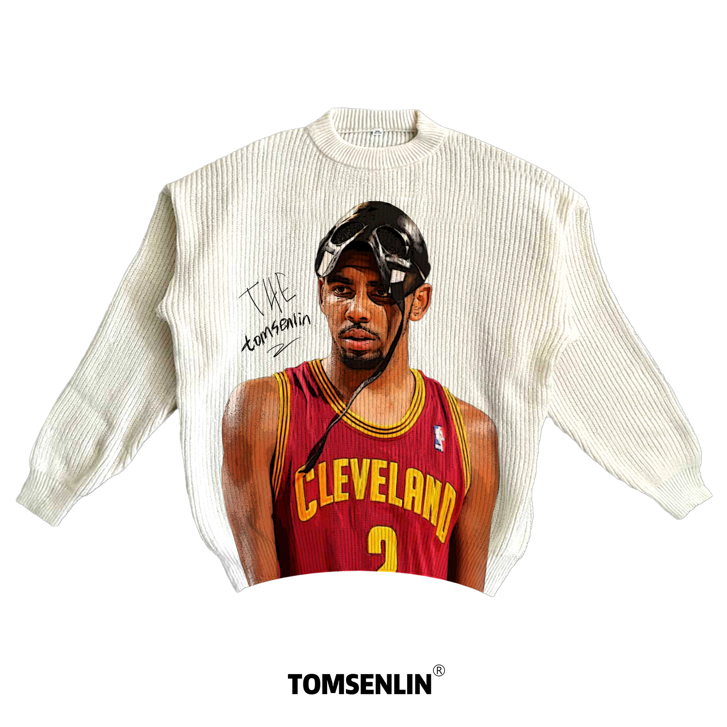tomsenlin骑士队1.0时期凯里欧文面具侠康丽印花人物慵懒休闲毛衣