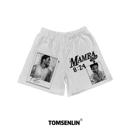 tomsenlinSS美式阿伦艾弗森黑色复古印花系列短裤