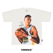 tomsenlin原创勇士队普尔Poole康丽大印花美式 复古短袖