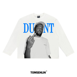 T恤 街头人物撞色复古康丽印花长短袖 tomsenlin 杜兰特美式