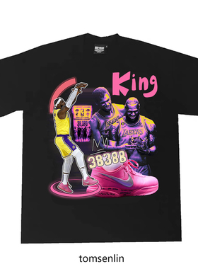 tomsenlin汤森林原创勒布朗詹姆斯38388分记录夜美式做旧长短袖