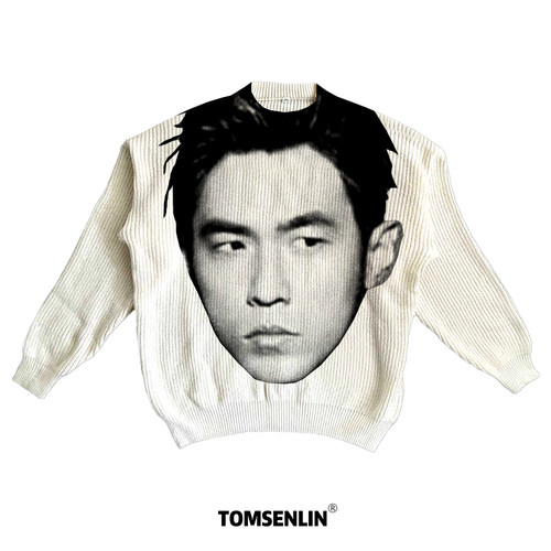 tomsenlin汤森林秋冬季周杰伦Jay Chou大头恶搞康丽印花毛衣