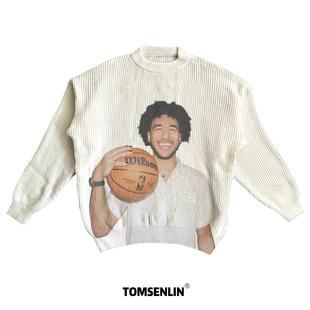 tomsenlin康丽印花直喷贾里德麦凯恩美式秋冬慵懒毛衣卫衣长短袖
