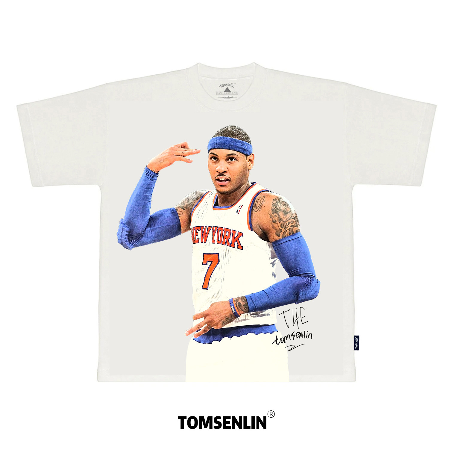 tomsenlin卡梅隆安东尼纽约尼克斯人像语录康丽环保印花美式短袖