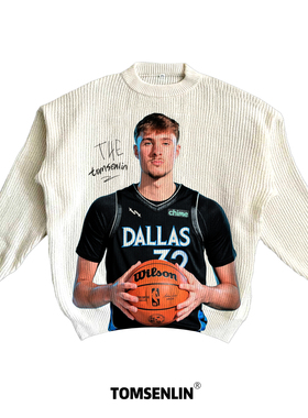 tomsenlin独行侠库珀弗拉格针织帽美式康丽印花慵懒休闲毛衣