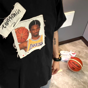 T恤夏季 宽松上衣 复古贴布纯棉短袖 tomsenlin25SS科比美式