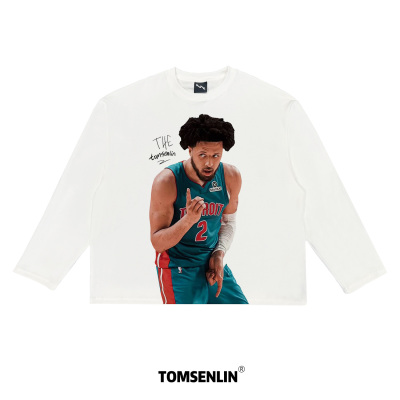 tomsenlin-凯德坎宁安复古美式人像康丽印花美式短袖长袖T恤