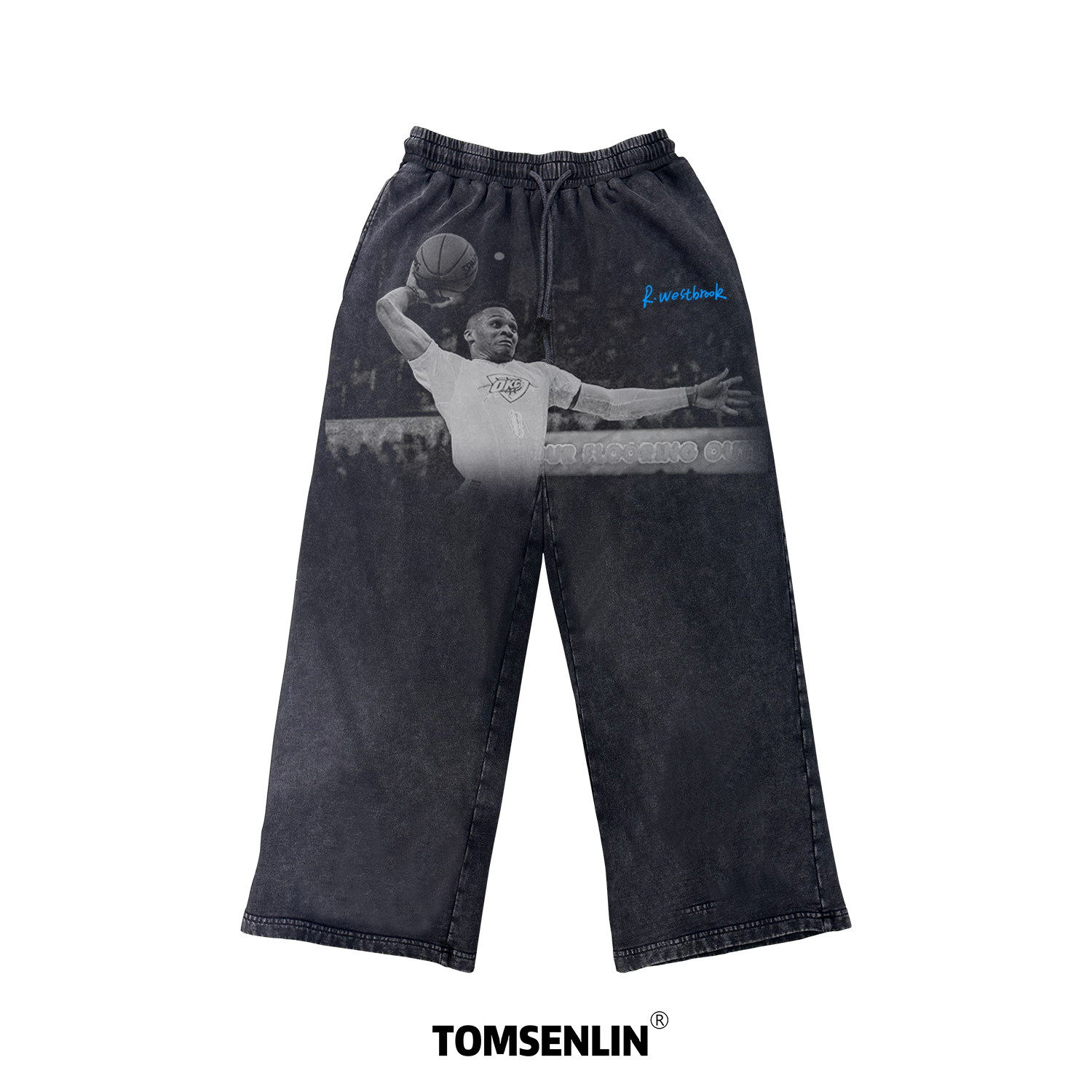 tomsenlin威少拉塞尔·威斯布鲁克暴扣秋冬季长卫裤康丽印花