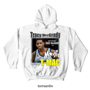 tomsenlin原创Tracy McGrady特雷西·麦克格雷迪做旧黑白卫衣美式