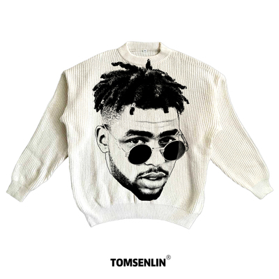 tomsenlin汤森林秋冬季德安吉洛拉赛拉塞尔大头恶搞康丽印花毛衣