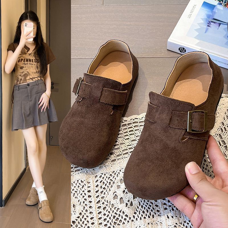 2025春秋季新款百搭韩版软底勃肯鞋高颜值仙女风时尚一脚蹬单鞋子