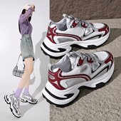 2025秋季 女 百搭校园风休闲运动鞋 新款 显脚小高颜值厚底增高老爹鞋