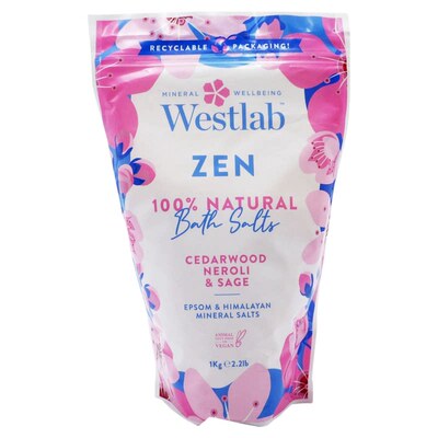 进口版Westlab 禅意沐浴盐雪松橙花油和鼠尾草缓解肌肉紧张1000克