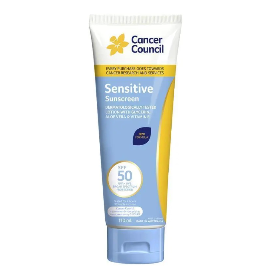 澳洲防癌协会敏感肌成人高效防晒SPF50芦荟舒缓户外防护110ml进口