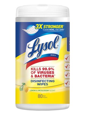 特选 LYSOL·消毒湿巾柠檬微风味80片装·适用于家中硬质无孔表面
