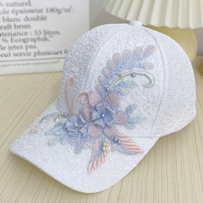 女韩版刺绣花朵田园风鸭舌帽