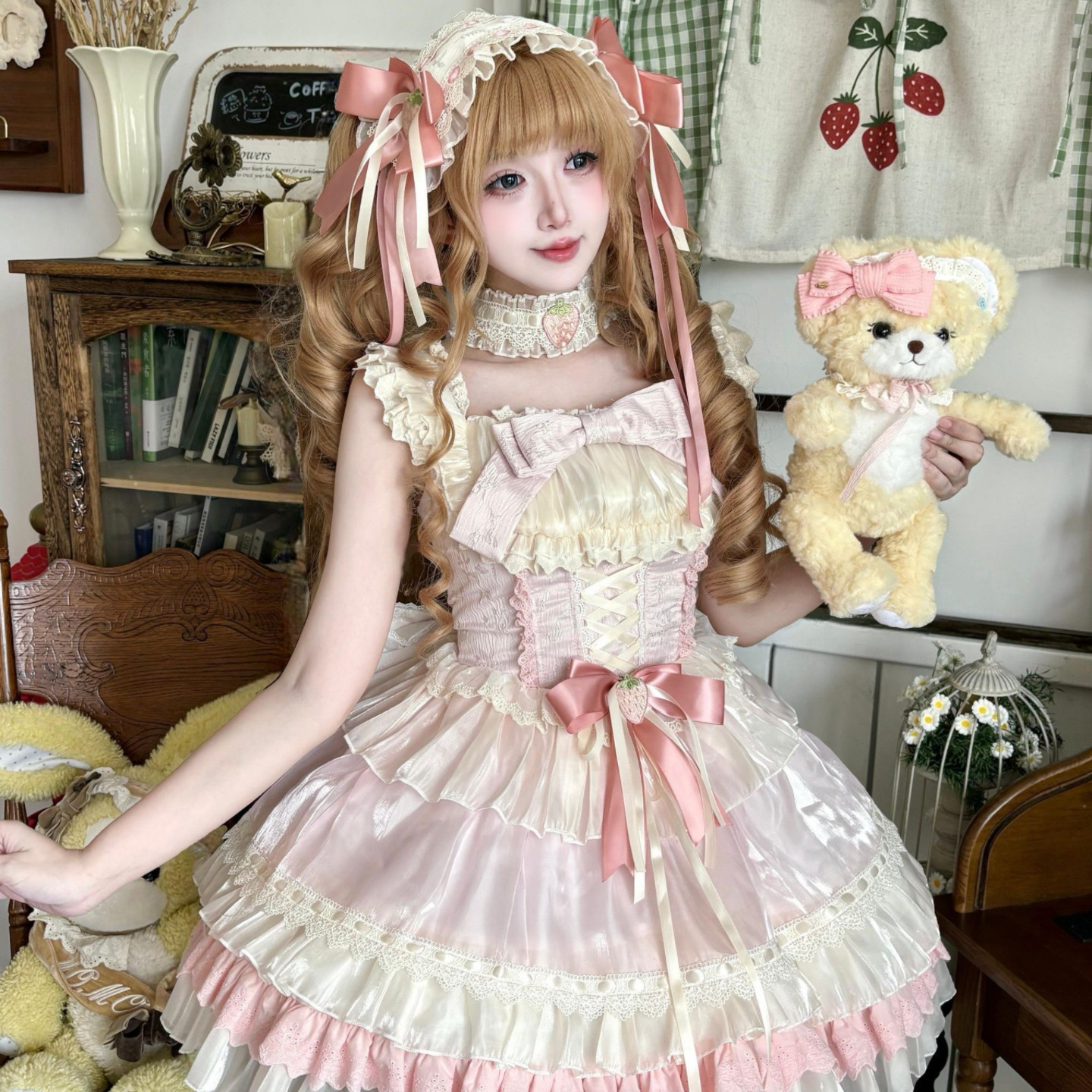 心惑莓莓甜心奶油Lolita裙原创洛丽塔洋装甜美jsk吊带连衣裙现货