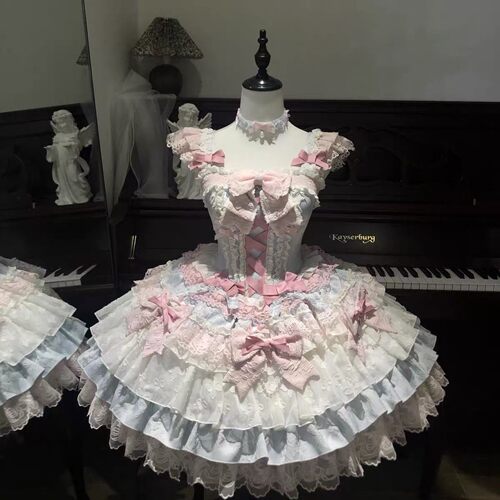 褪色古董糖蜜糖甜塔lolita裙新品芭蕾洋装jsk吊带连衣裙现货速发