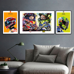 马奎斯小马哥罗西装饰画小飞侠机车摩托车motogp挂画赛车手墙壁画