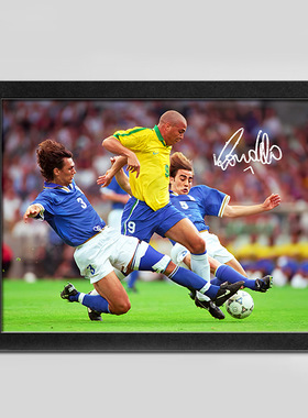 大罗罗纳尔多皇马银河战舰海报挂画贝克汉姆齐达内菲哥卡洛斯有框