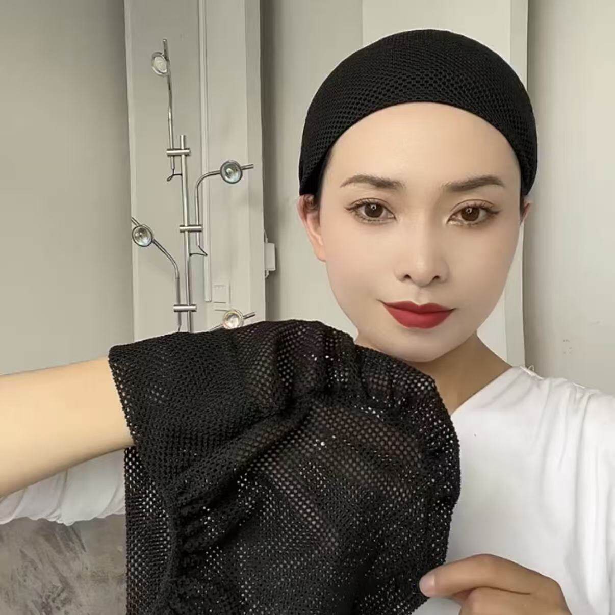 新款网格打底小帽子包头帽女士套头帽头巾帽纱巾配饰打底帽防滑帽