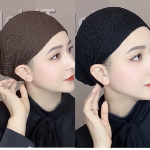 夏季网格帽子透气女士帽收发束发帽遮白发松紧帽居家简单打底帽