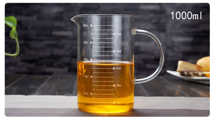 九河茗匠万用烘焙带刻度高硼硅玻璃量杯牛奶量水杯计量1000毫升