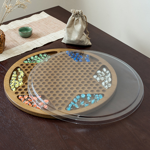 跳棋高档玻璃球跳跳棋儿童益智弹子大人版老式大号弹珠波子棋木质