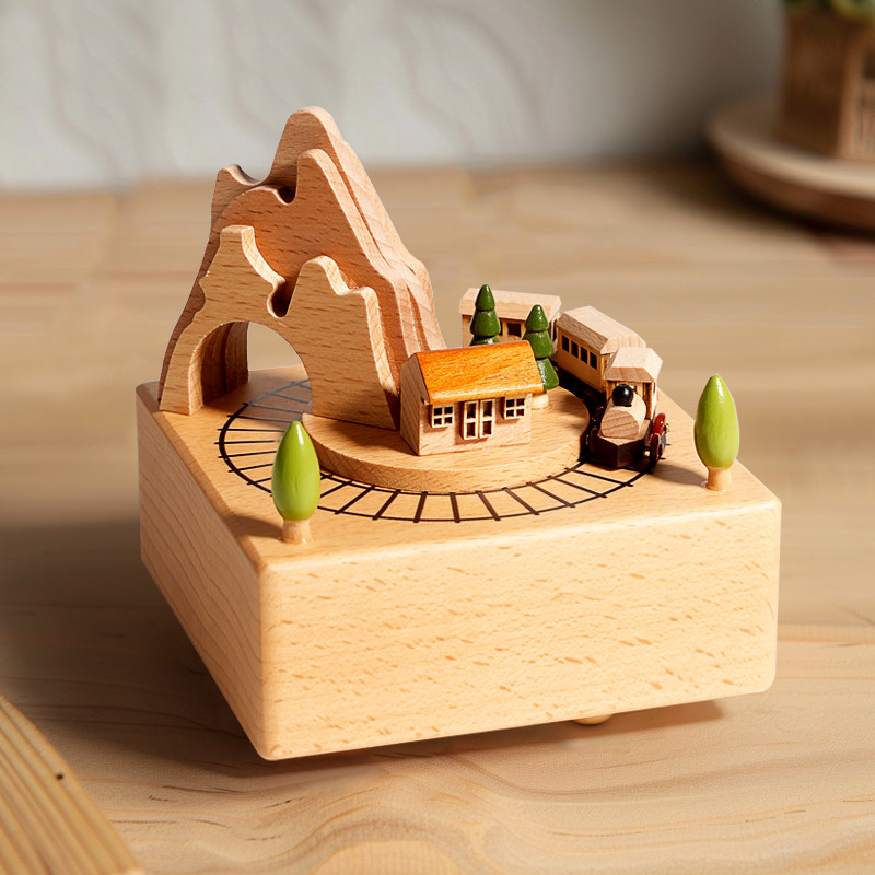 生日圣诞节儿童礼物八音盒音乐盒天空之城旋转木马木质送男女生