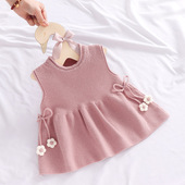 2026新款 洋气春秋装 宝宝背心裙1 3岁女童针织裙6月婴儿毛线裙韩版