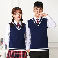 Áo len gió đại học XL cotton len nam cổ chữ V áo len lỏng đan áo vest dày vai sinh viên - Áo vest cotton bộ vest nam cho người trung tuổi