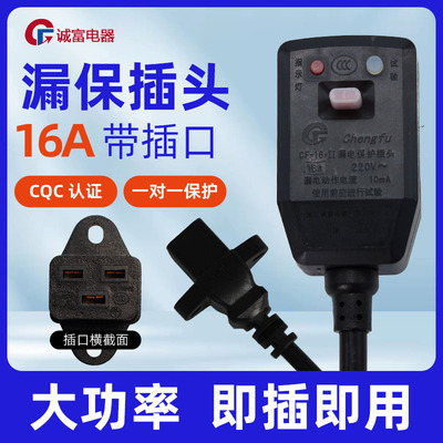 16A1.5防漏电保护器插头电热水龙头热水器智能开关马桶盖按钮式