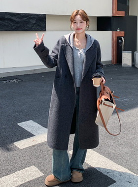 现货首发主推款2025冬季双面羊毛呢可脱卸帽大衣p285-k428